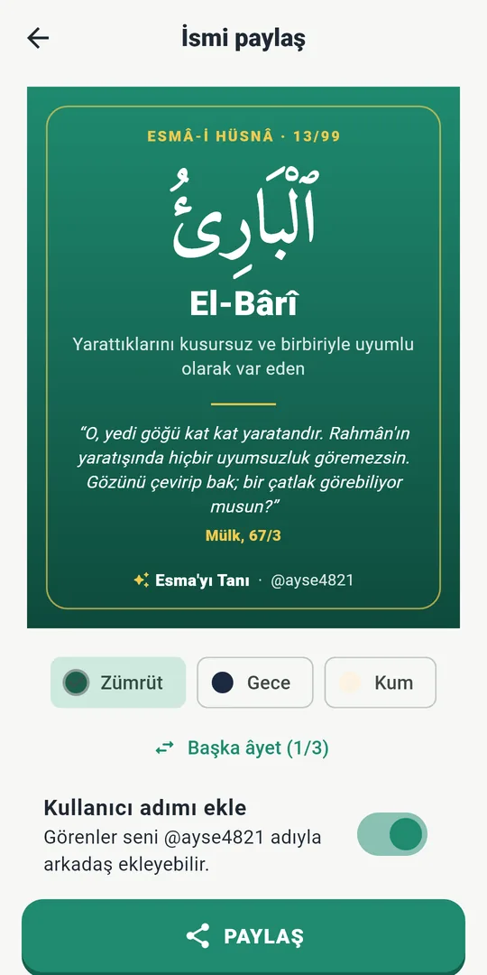 Paylaşılabilir isim kartı